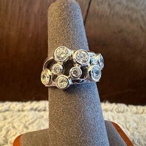 bubble silver cz ring sz 6